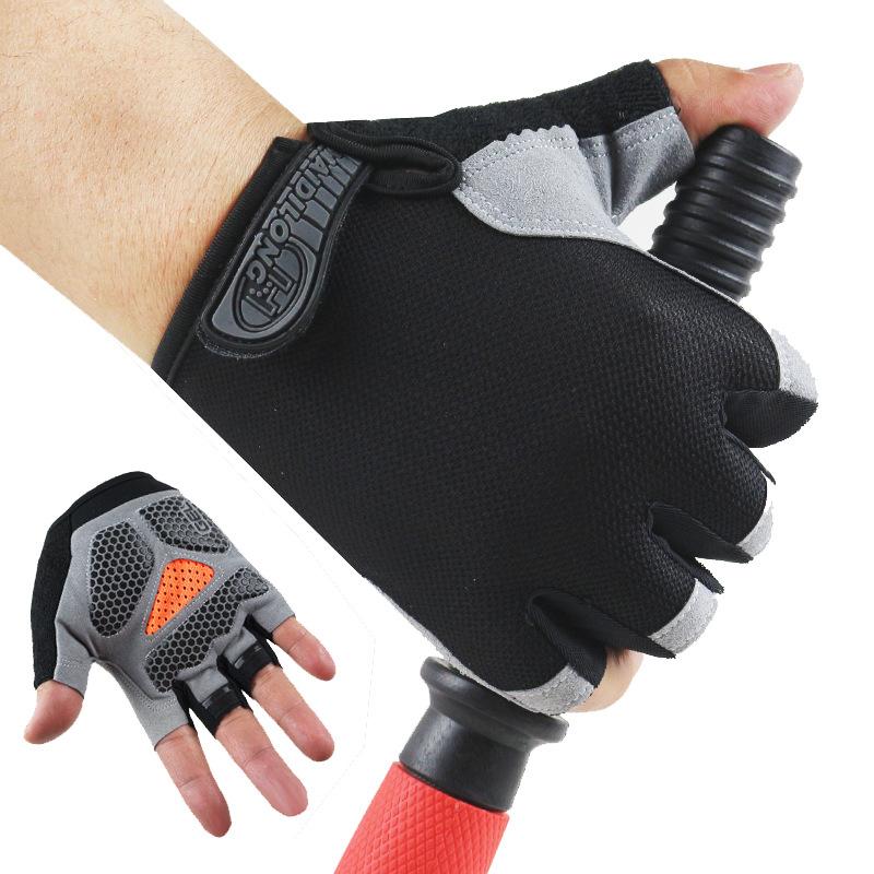 

Cycling half-finger gloves Velcro sunscreen men and women non-slip summer bicycle pads fitness fishing gloves M