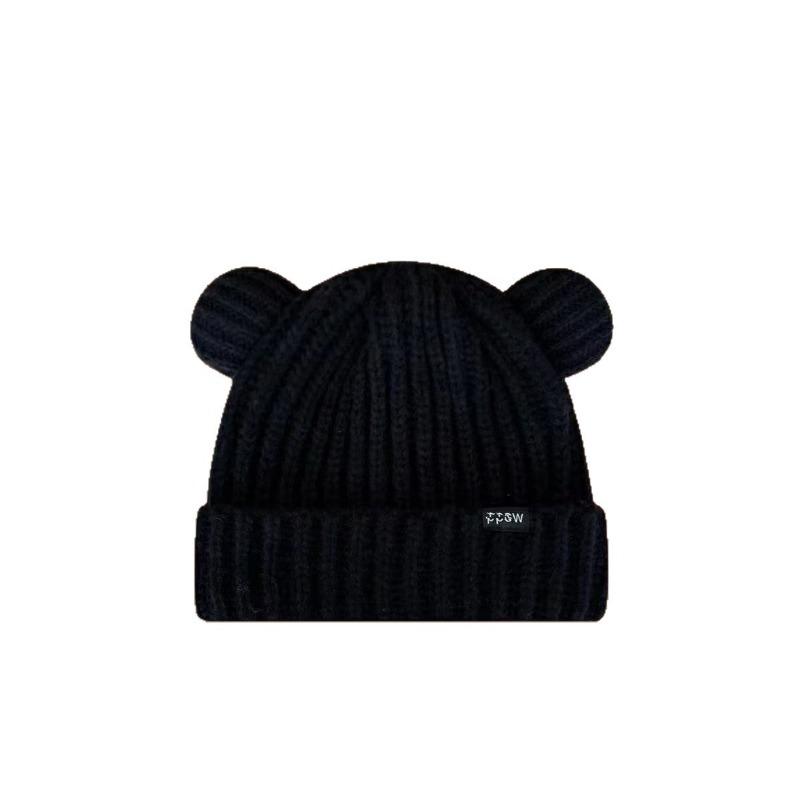 Winter süßer Bär Wollmütze weiblich Alphabet Strickmütze männlich kältebeständig warm Ohrschützer Pullovermütze