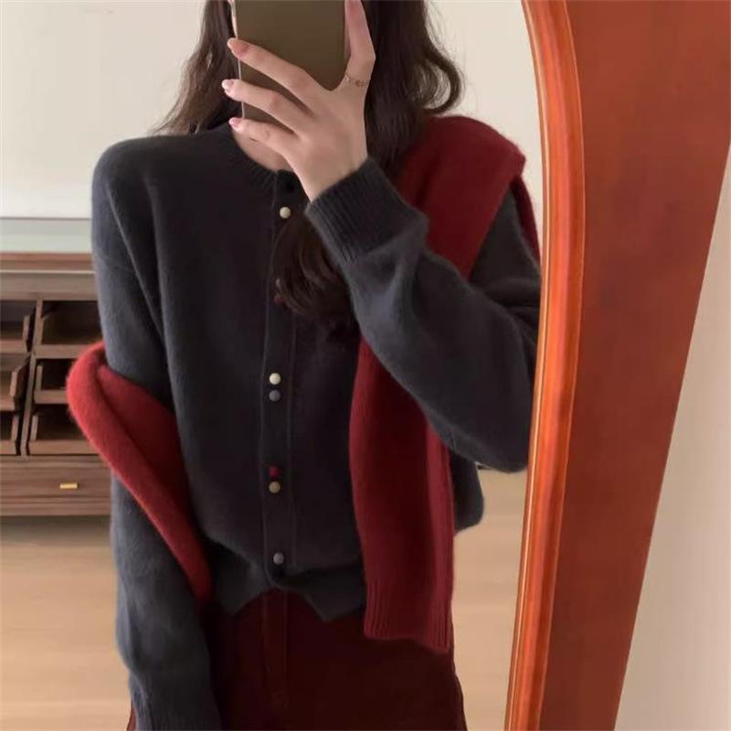 YYFS Women's Fashion Casual Fall Winter Solid Color Print Long Sleeve O-Neck Sweaters