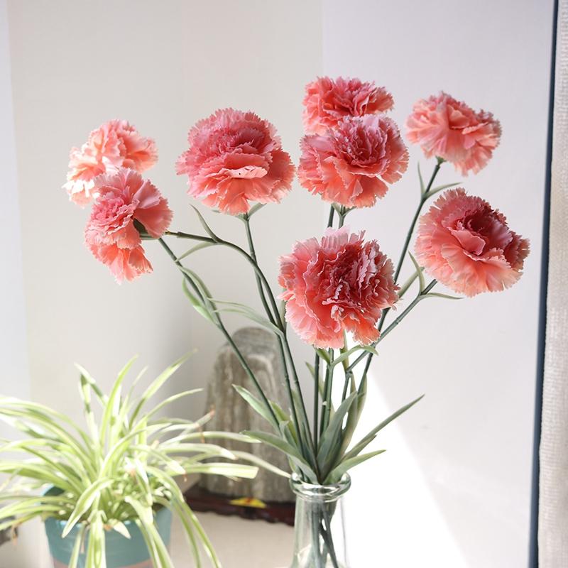 Simulated Long Stem Silk Fabric Carnation Fabric Flower Bouquet Artificial Flower Arrangement Mother's Day Flower Bouquet Gift