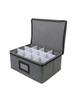Oxford Fabric Whiskey Glass Storage Container with 12 Compartments and Secure Double Chain Closure for Transit
