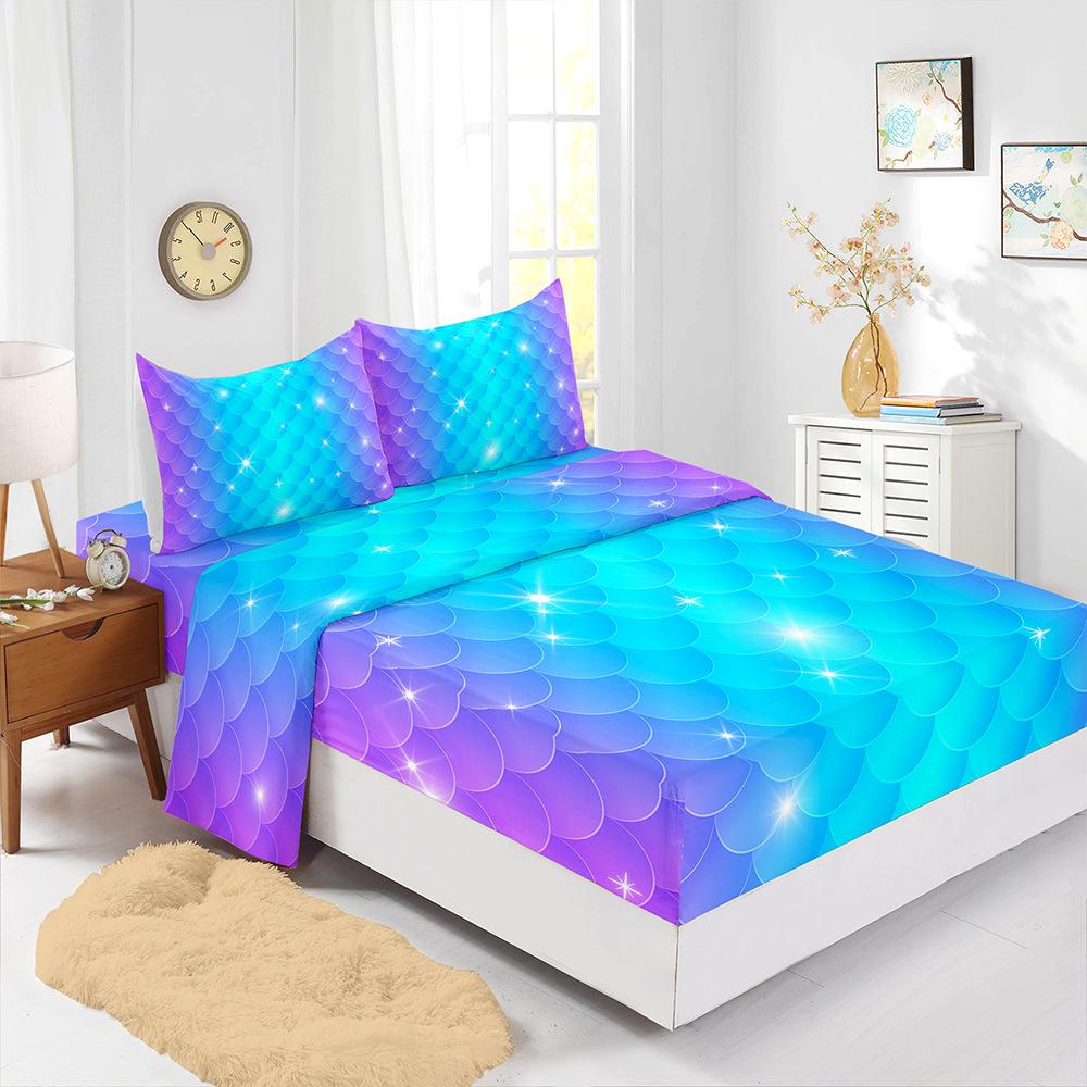 Four-Piece Mattress Color Gradual Change Panda 3D Digital Printing Kit Mattress Protective Cover