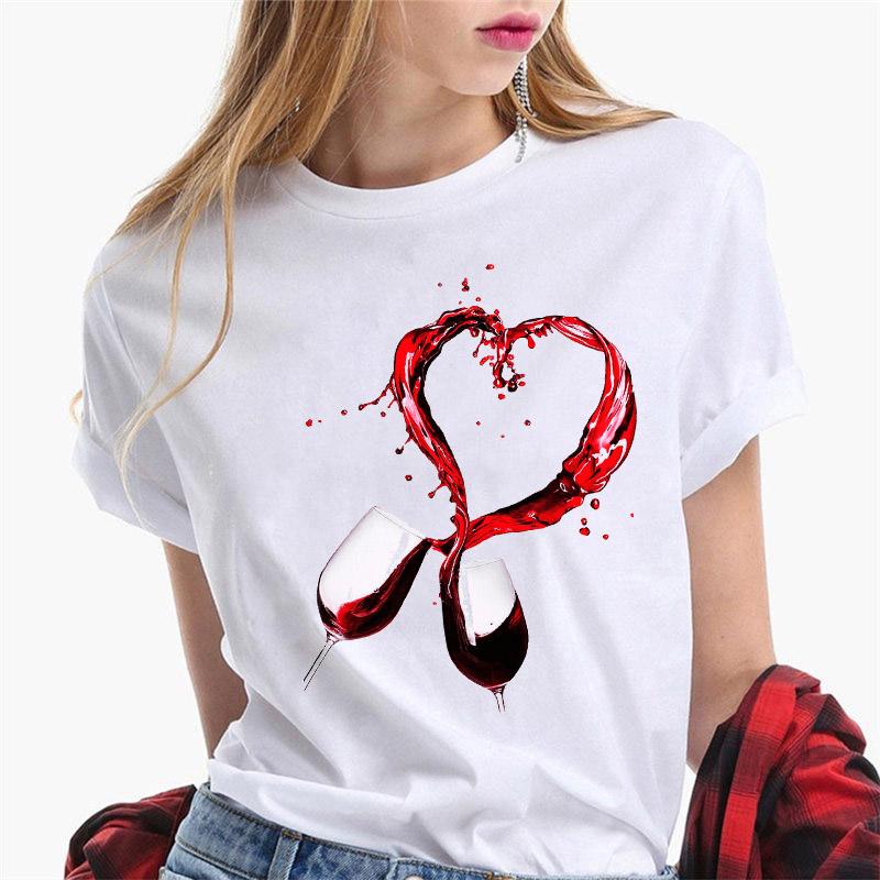 T-shirt da donna estiva 2023 moda farfalla champagne stampa magliette per il tempo libero streetwear maglietta per abbigliamento femminile