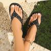 Rivet Decor Flat Slippers for Women Plus Size Light Thick Sole Platform Flip Flops Woman Summer Comfort Non Slip Beach Slippers