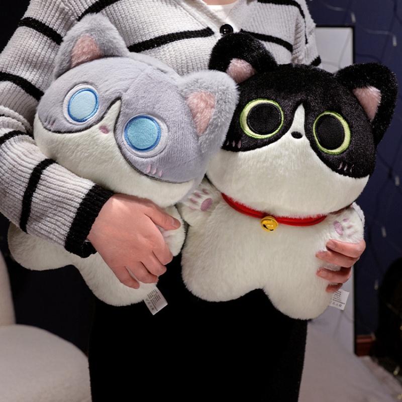 35cm Kawaii Große Augen Schwarze Katze Plüschtier Puppe Weiches Kuscheltier Katzenkissen Kissen Geburtstagsgeschenk für Kinder Heimdekoration