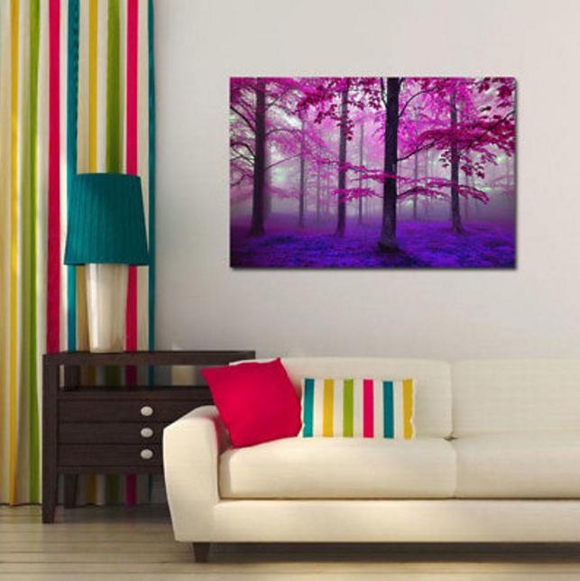Buy Fashion Home Decor Purple Tree Wall Art Oil Painting Living Room