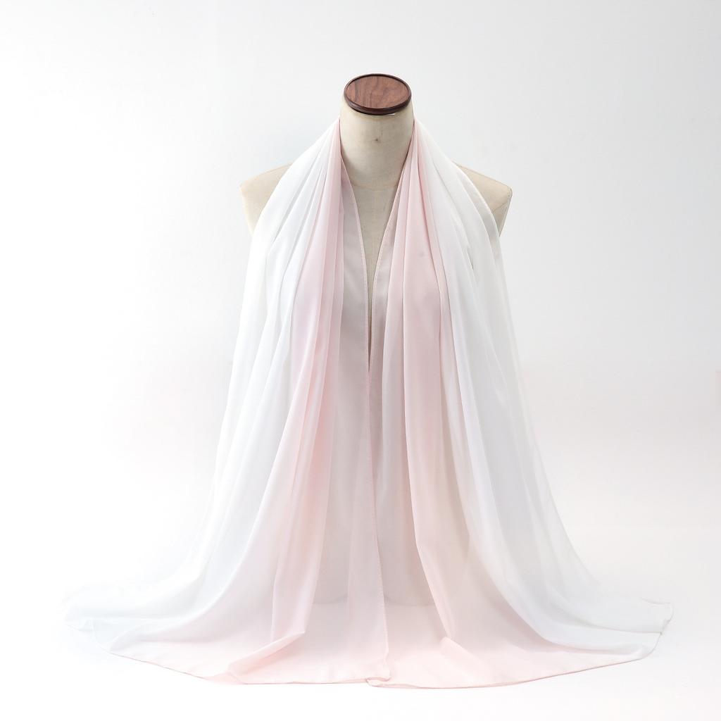 New Fashion Multi-Color Scarf Women With Gradient Chiffon Thin Versatile Headband Muslim Headscarf Ethnic Turban Shawl 175*75Cm