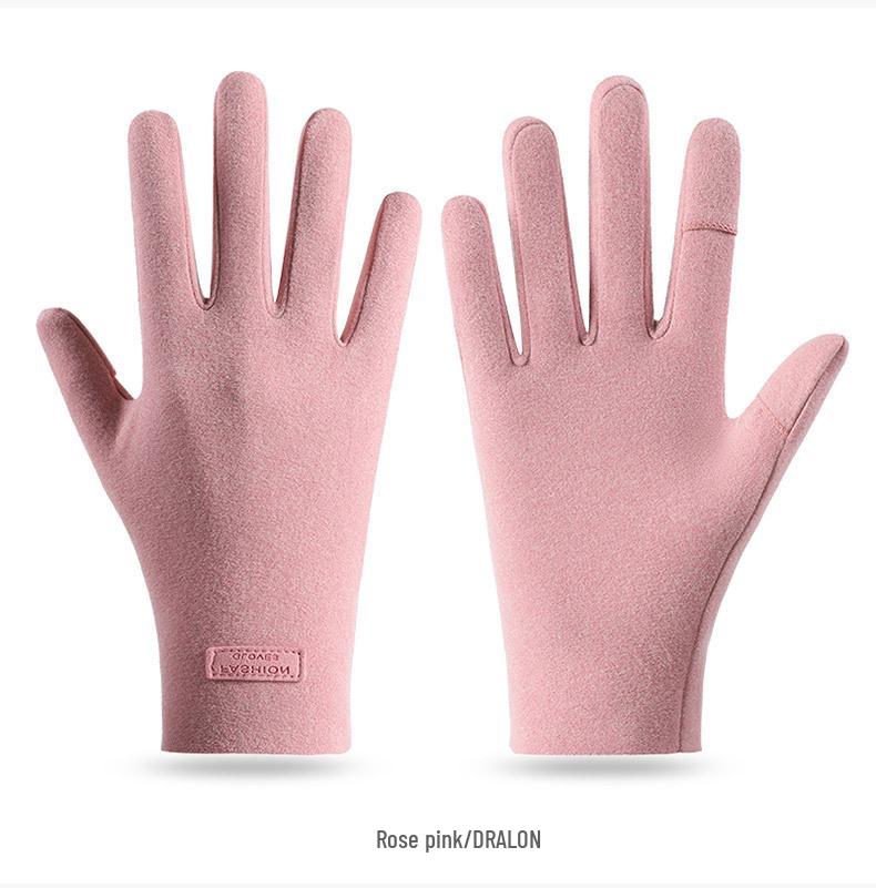 Damen Herbst/Winter Warme Samthandschuhe: Voll- und Halbfinger, Touchscreen-kompatibel für Outdoor und Autofahren.