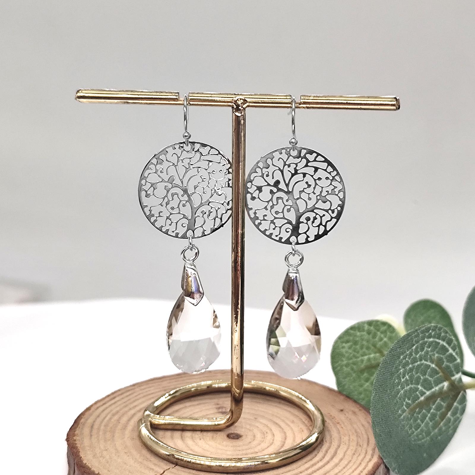 European and American Cross-border Turquoise Tree of Life and Daisy Water Drop Earrings