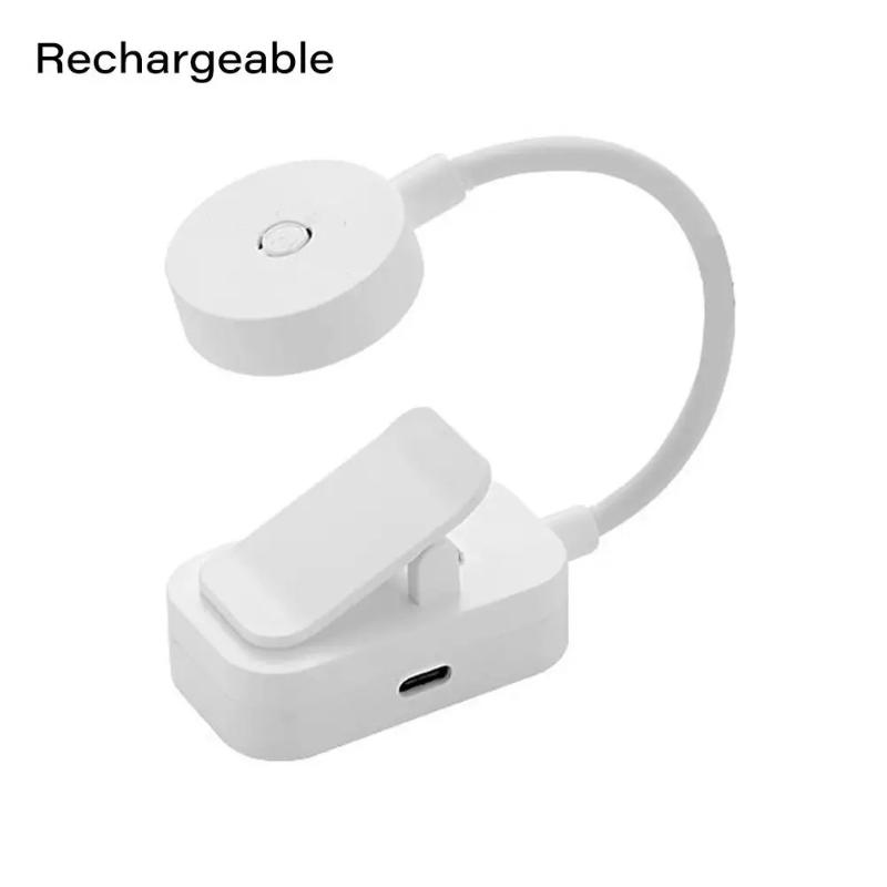 Led Clip On Book Light Portable Reading Light Type-C Rechargeable Eye Protection Stepless Dimmable Flexible Mini Desk Lamp