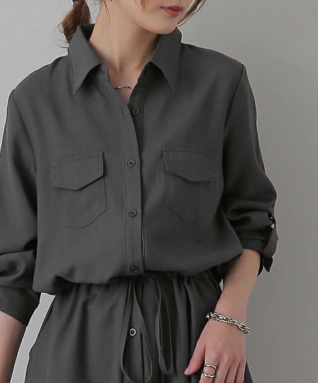 Women's Spring/Autumn Turn-Down Collar Maxi Shirt Dress - Long Sleeve, Solid Color, Casual