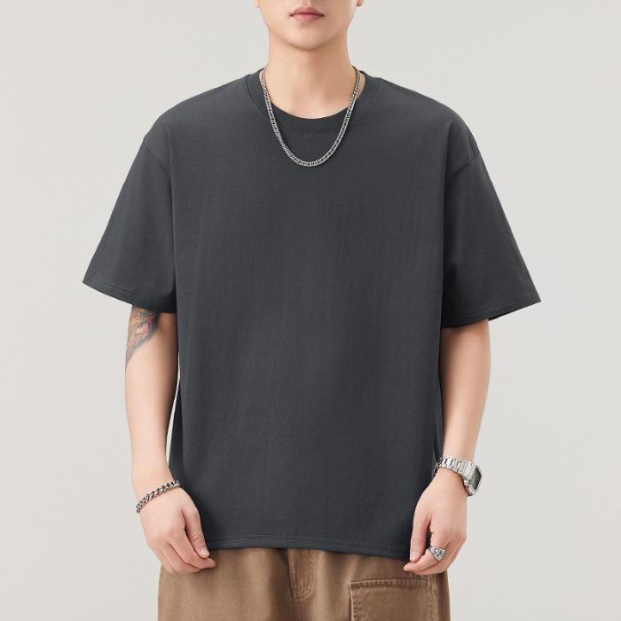 260g Heavy Short-sleeved T-shirt for Men's Summer New Loose Round Neck Five-point Sleeve T-shirt Pure T-shirt