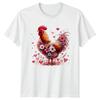 Floral Rooster Valentines Day Holidays Mens Womens Graphic Tee