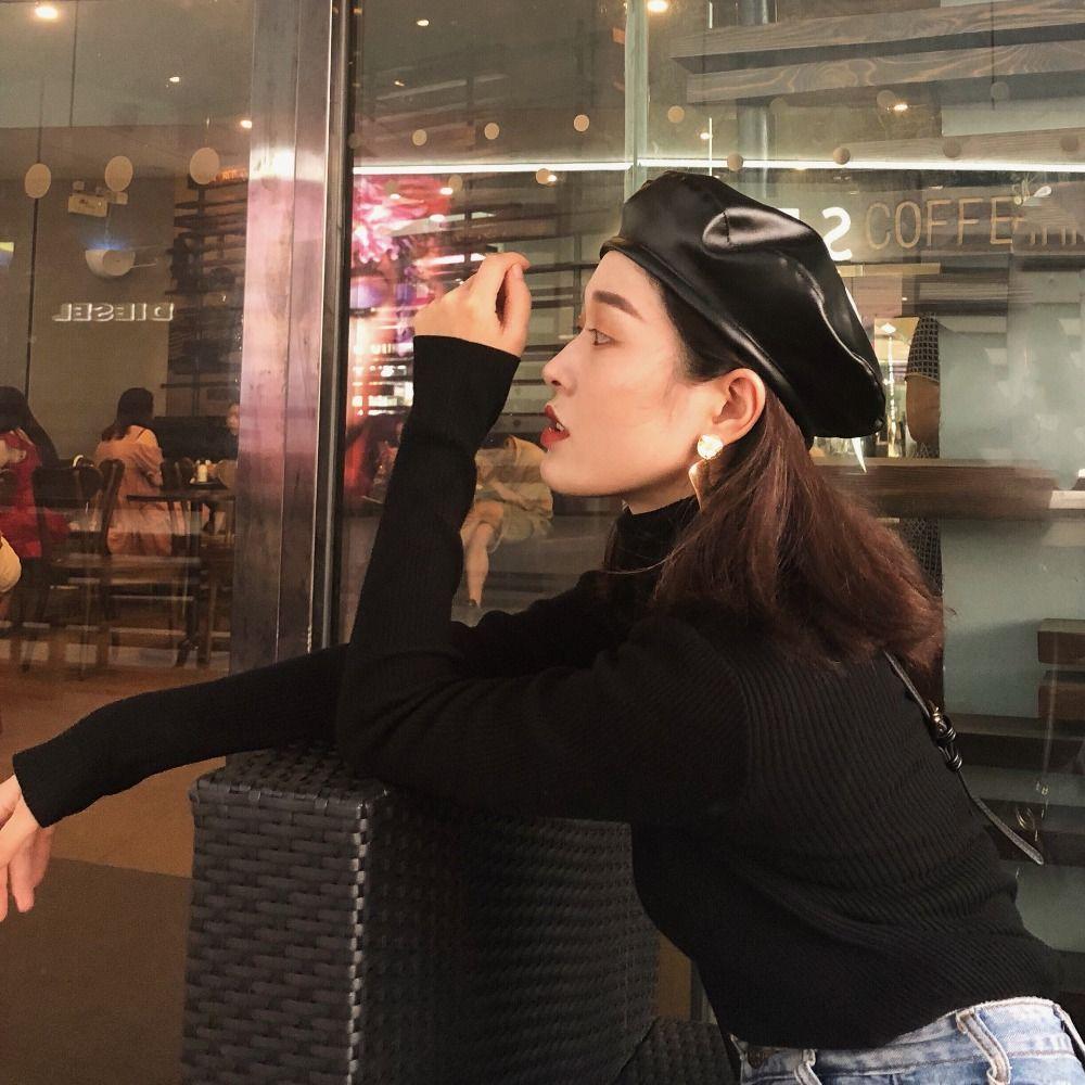 

Solid Color Flat Top Painter Hat Korean Style Retro Beret Fashion Autumn бежевий