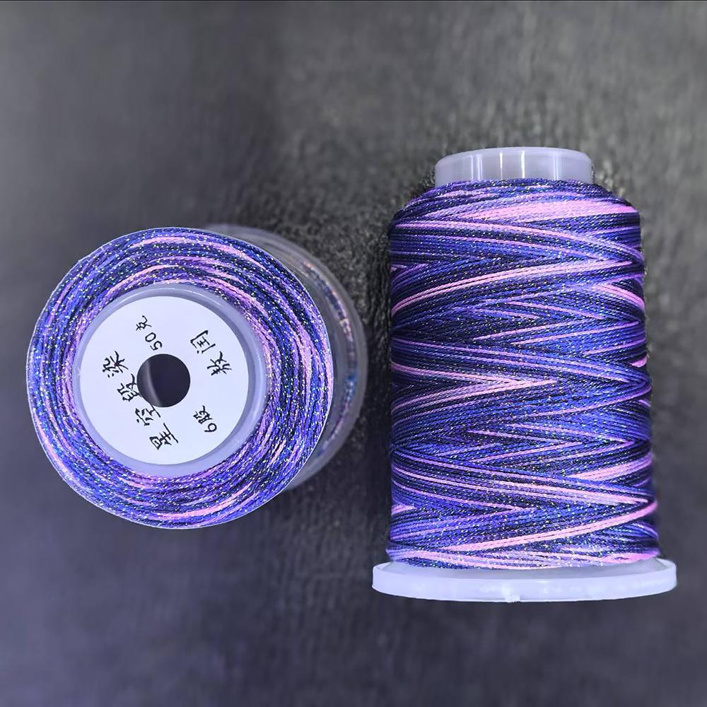 Starry Sky Gradient Yarn: 6-Strand Purple Illusion Tassel for DIY Bracelet & Handmade Weaving Accessories.