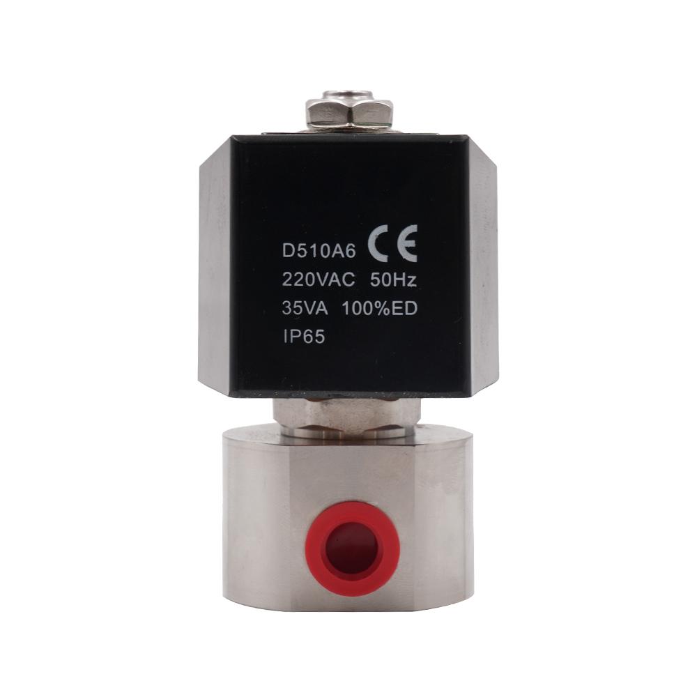 304 Stainless Steel 2 Way High Pressure Normally Closed Solenoid Valve G 1/4" 1/8" AC220V DC24V Orifice 1.2mm 200Bar 2mm 100Bar
