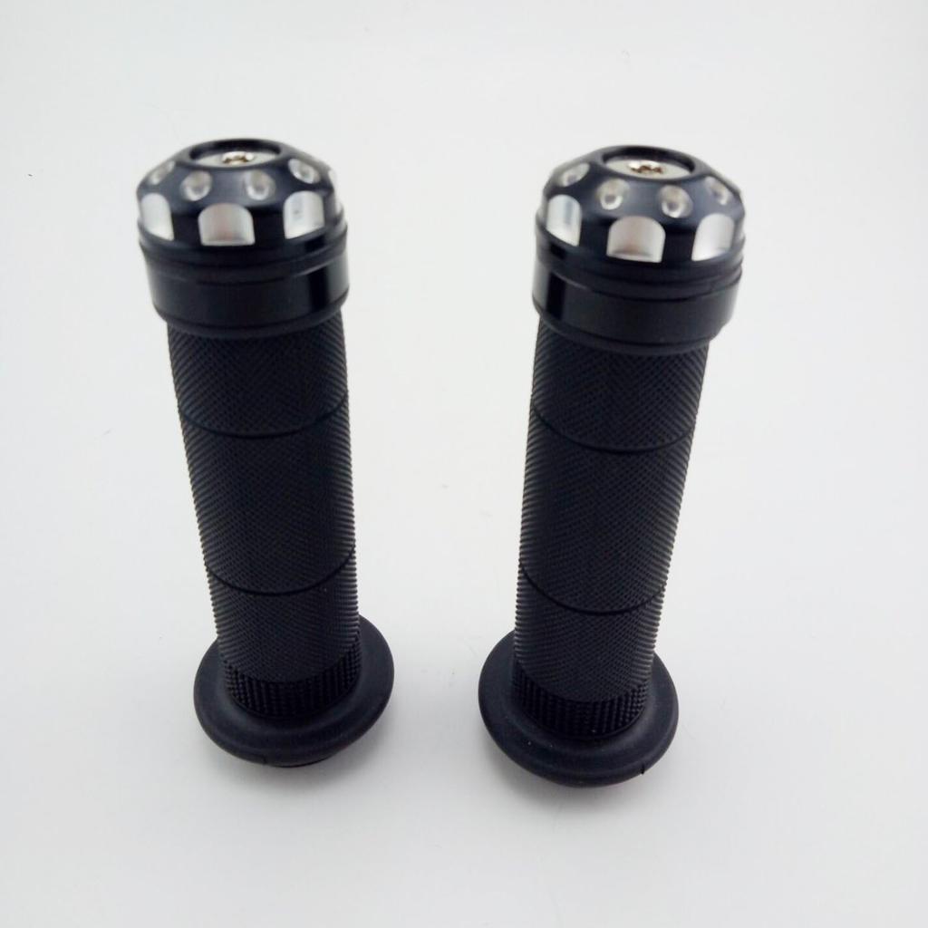 Universal Aluminum CNC Motorcycle 7/8" 22mm Handlebar Grips Rubber Gel Hand Grips with Bar End
