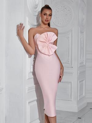 Europäische & Amerikanische Mode Trägerloses Schleifen-Abendkleid