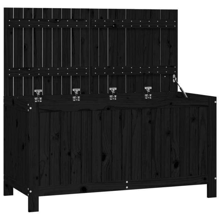 VidaXL Boîte de rangement de jardin Noir 121x55x64 cm Bois massif pin 823847