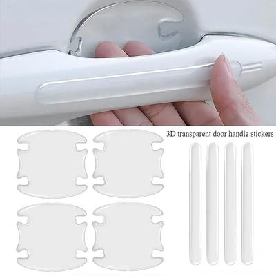 1 Set 3D-Türgriff-Kratzschutz-Aufkleber für Autos, Universeller unsichtbarer Autoaufkleber, Transparent-schwarzer Antikollisionsaufkleber
