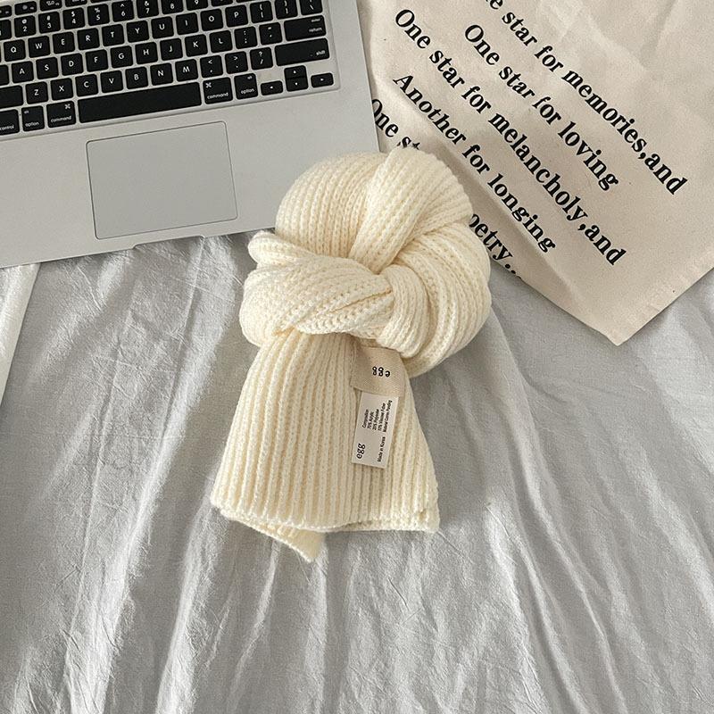 

Корейский Элегантный Минималистичный Шарф-петля с перекрестом Однотонный Короткий Теплый Осветляющий Повседневный Утеплитель для шеи Женский молочный белый