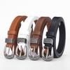 Popular Three-Piece Set Retro Engraved Ancient Silver Buckle Casual Belt Thin Belt Women