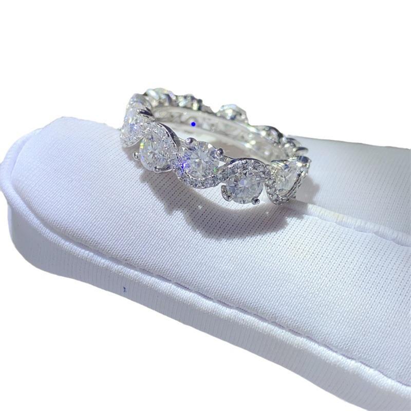 Moissanite & Diamond White Gold Stackable Pinky Rings for Women