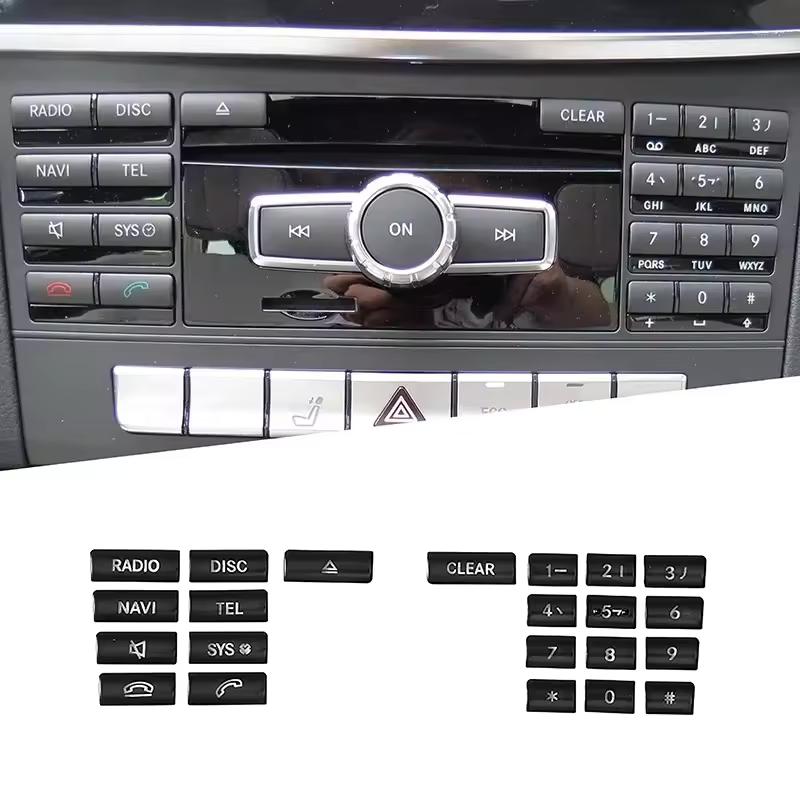 Car Radio CD Button Sticker Decals for Mercedes Benz C, E, GLK and W Class Cars 2008-2014 Auto Car