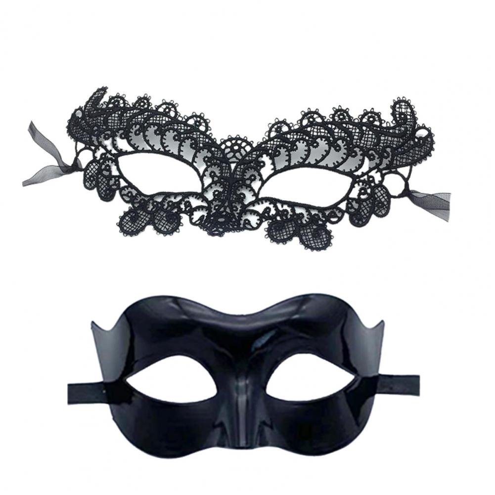 2 Pcs Couple Masquerade Masque Set For Men And Women Lace Venetian Party Masque Party Prom Ball Costume Accessory