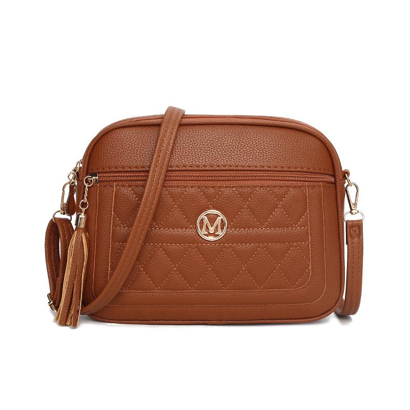 Women's Soft Leather Rhombus Multi-layer Diagonal Straddle Bag Single Shoulder High-end Sense Versatile Large-capacity Fringed Messenger Bag