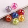 16mm 20mm Acrylic Transparent Crack AB Color Straight Hole Round Bead DIY DIY Hair Accessories Bracelet Jewelry Making Supplies