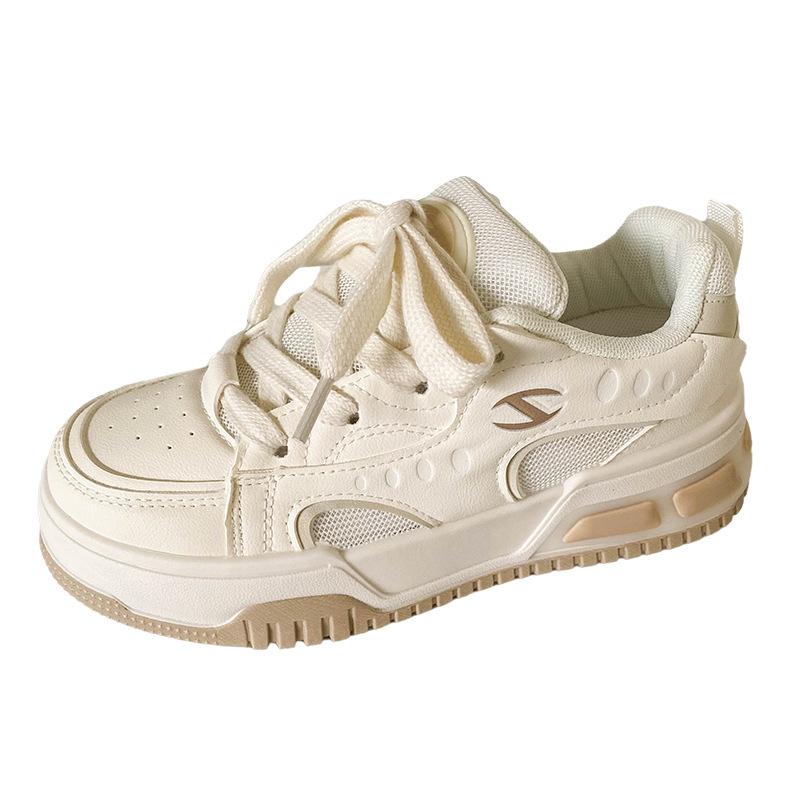 

B1207 latex insole/thick baseplate shoes women s 2024 new bread shoes mesh breathable summer explosion white shoes 35 бежевый