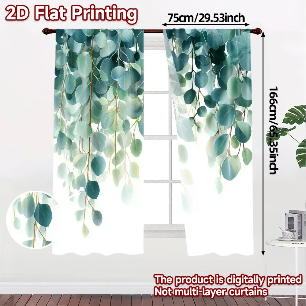 2pcs   2D FLAT PRINTING Curtains (Without Rod) Eucalyptus Bliss Popular Minimalist Curtains Versatile 100% Polyester Curtains