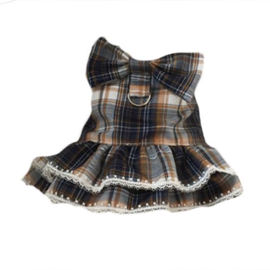 

Набор поводков для домашних животных, декор с бантом, тяговый крючок, плиссированный подшив, удобный наряд для собаки с круглым вырезом темно-синий