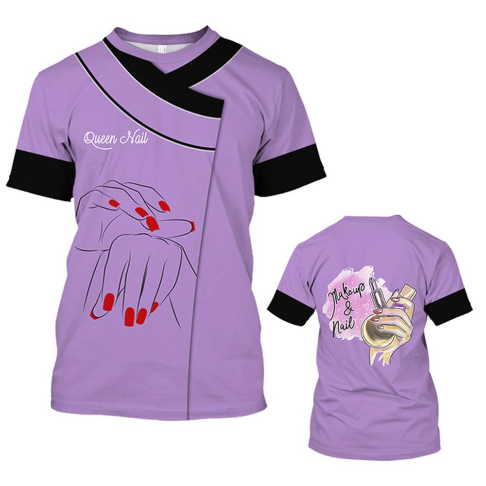 Neues Damen-T-Shirt 3D-Druck Nail Master Harajuku Arbeitskleidung Sommer Atmungsaktiv Schnelltrocknend Lässig Kurzarm O-Ausschnitt Top