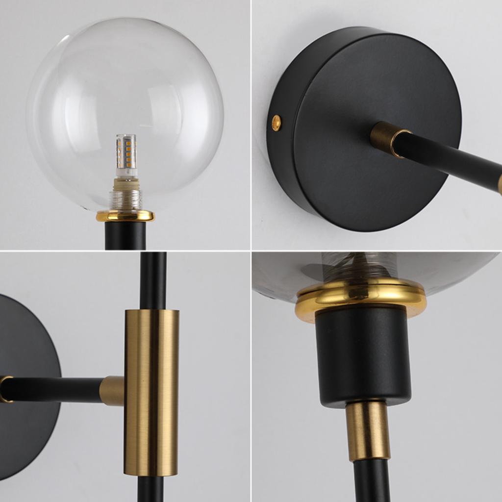 New Stylish Modern Black Iron LED Magic Bean Glass Ball Wall Lamp for Loft Decor - Nordic Bedside Fixtures, Perfect for Living R