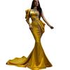 2025 Autumn European and American High Collar Gold Evening Dress for Women