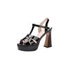 Nude Beautiful Temperament Roman Sandals Women's 2025 Summer with Skirt High Heels Leather Women's Shoes Fish Mouth Sandals