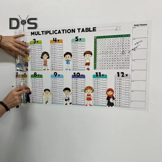 Dry Erase Color Multiplication Table Kids Students Educational Reusable Multiplication Chart Math Board Classroom Walls Doors Chalkboard Decoration