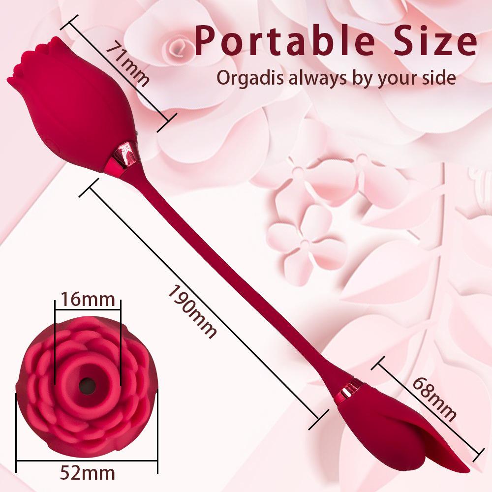Rose Flower Dual-Head Vibrating Egg & Telescopic Massager