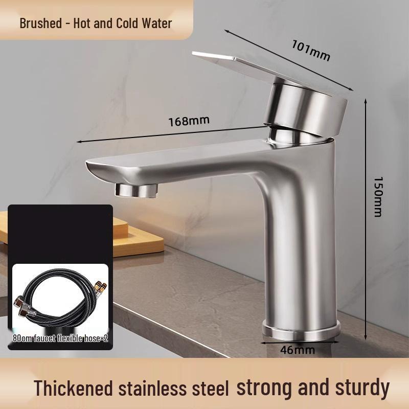 Badezimmerarmatur aus Edelstahl für Waschbecken, Waschtisch oder Waschtisch mit Warm- und Kaltwasser