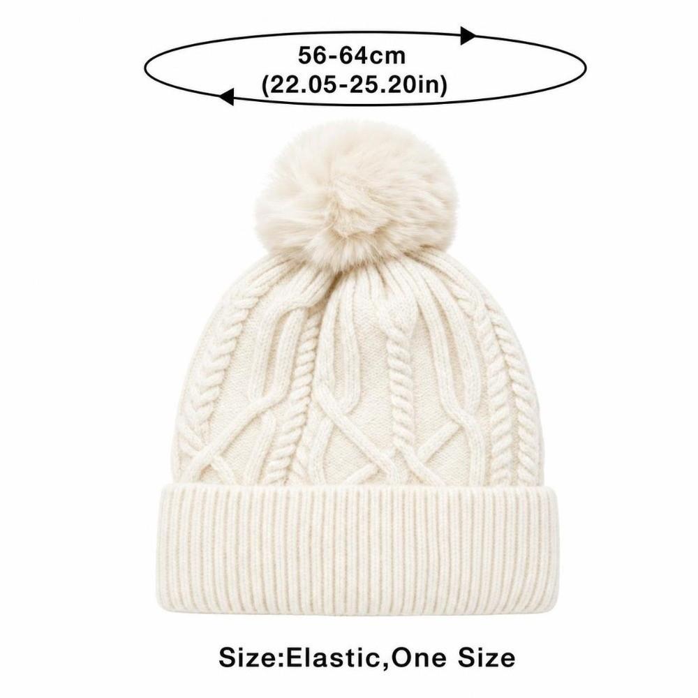 Warm Winter Hat Ear Protection Pompoms Hat Casual Crochet Women's Hat Outdoor
