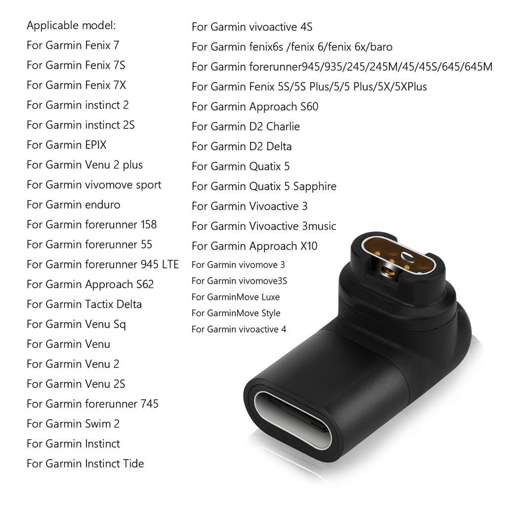 Type C/8Pin/Micro USB to 4pin Charger Adapter Connector for Garmin Fenix 7/6/5/7X/6X/5X/ Venu 2 plus Watch Charging Converter
