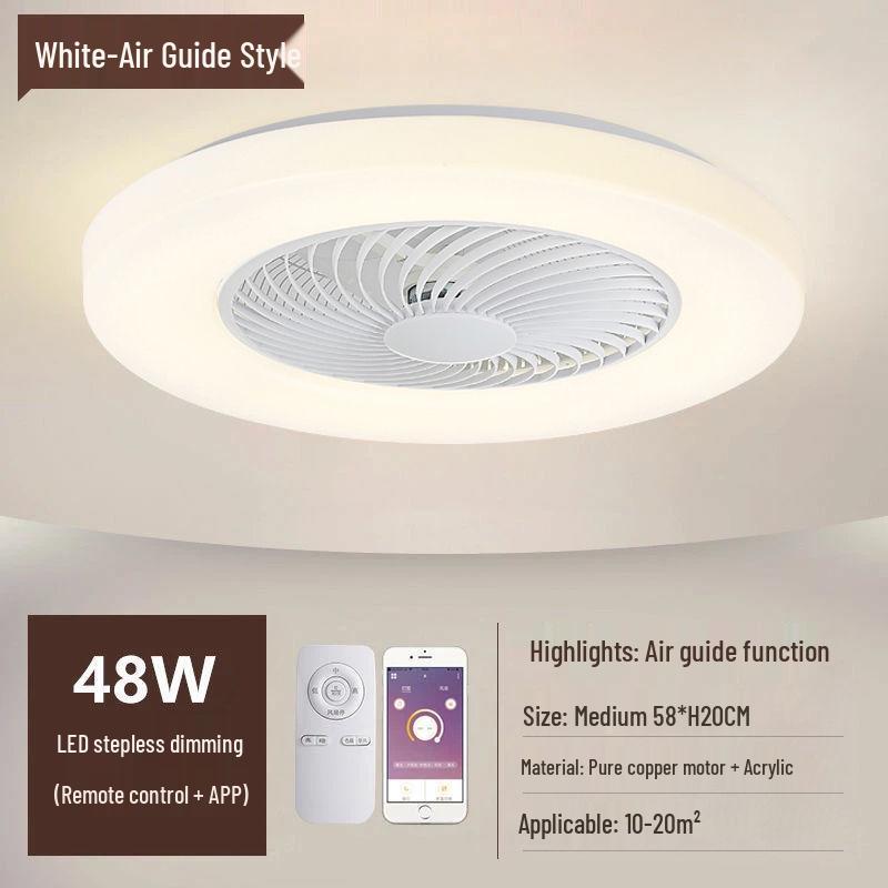 Ultra-thin Silent Ceiling Fan Light: Modern Invisible Chandelier for Bedroom, Living, and Dining Rooms