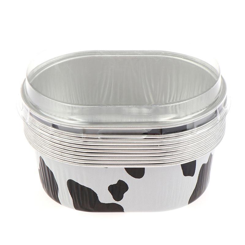 100 Stück 68 ml Aluminiumfolie Oval Antihaft Backförmchen Kuchenbehälter Mit Klaren Deckeln Hitzebeständig Für Kuchen