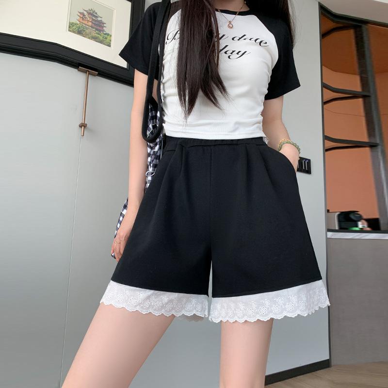 Summer Women's Thin New Straight High Waist Outer Wear Wide Leg Pants Thin Five-point Pants