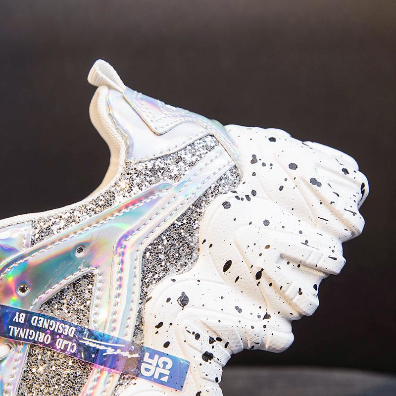 Reflective Chunky Sneakers Women Fashion Glitter Bling Vulcanized Shoes Woman Designer Platform Sneakers Shoes