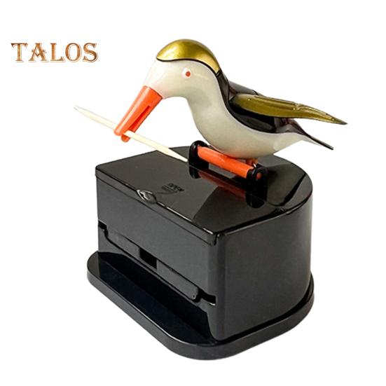 Bird Toothpick Dispenser Press Woodpecker Toothpick Holder Portable Home Office Restaurant Desktop Automatic Toothpick Organizer Container