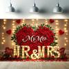 Romantic Red Rose Heart Backdrop,Floral Wall Decor Photography Background for Photo Booths,Parties,Wedding Decorations