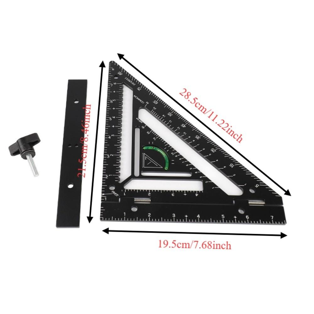 3pcs Black Carpenter Square Aluminium Alloy Framing Square Precise Triangle Ruler Flatwork
